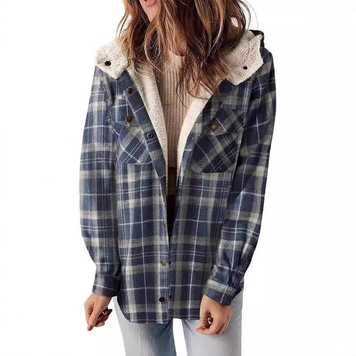 Damen Karierter Flanell-Jacke mit kuscheligem Innenfutter Drune