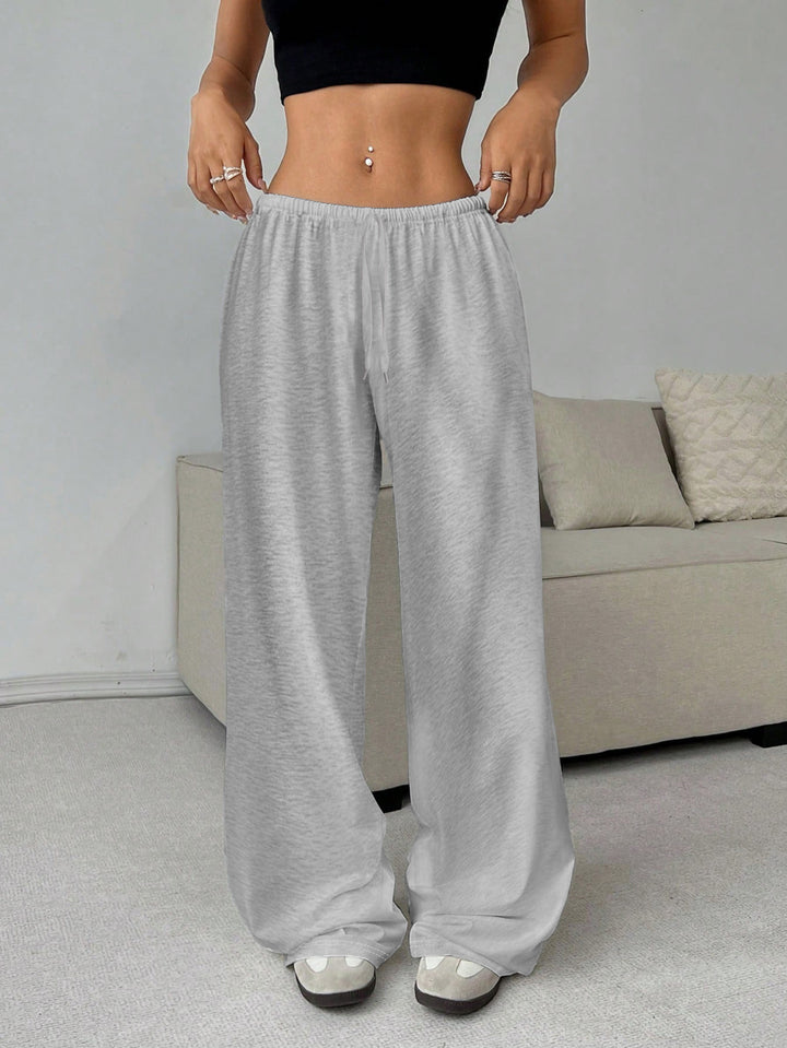 Damen nan weiter Highwaist Palazzo-Jogger mit elastischem Komfortbund, Kordelzug und seitlichen Eingrifftaschen Drune