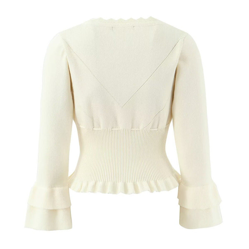 Damen Strickjacke mit Rüschendetails und tailliertem Schnitt Drune