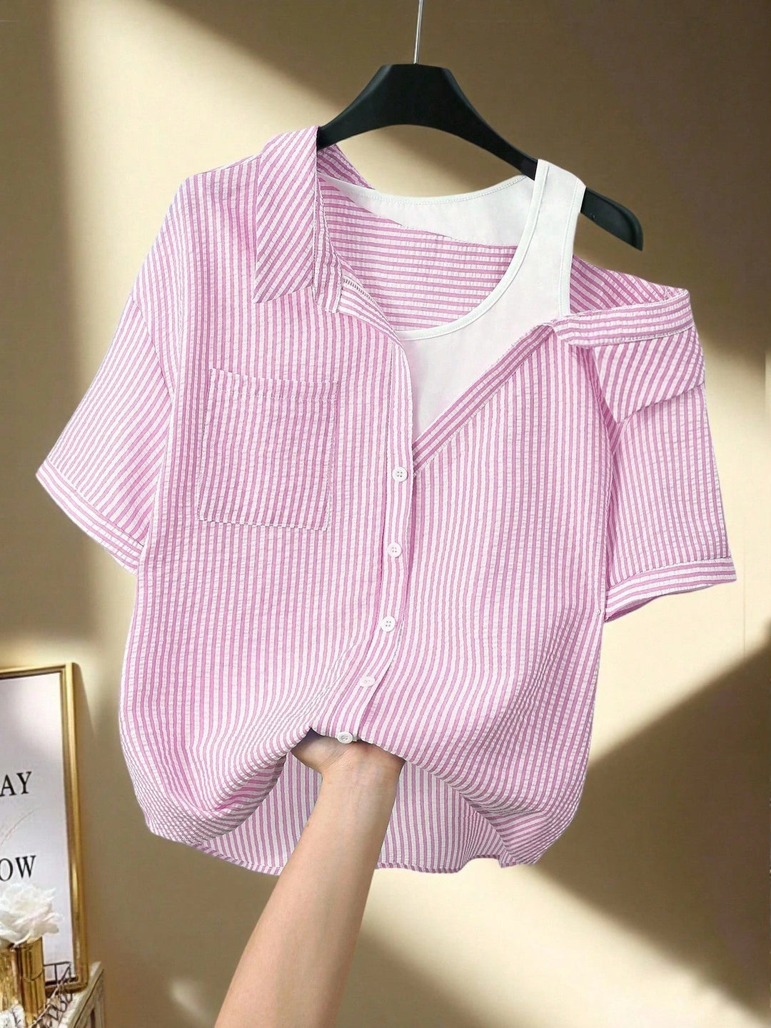 Damen lässige Bluse mit modischem Schnitt und asymmetrischem Design Drune