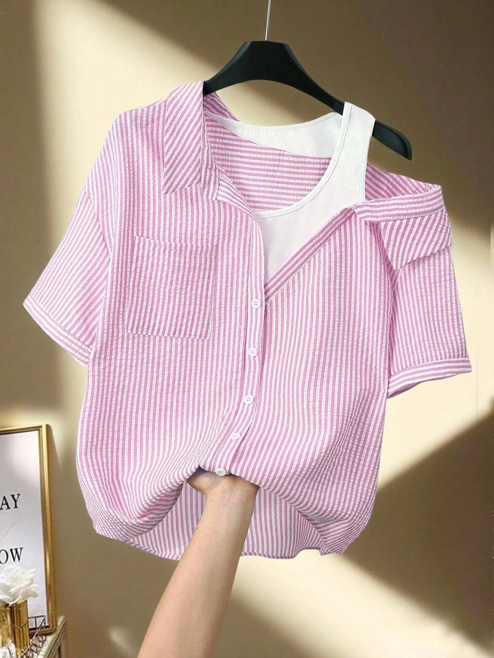 Damen lässige Bluse mit modischem Schnitt und asymmetrischem Design Drune