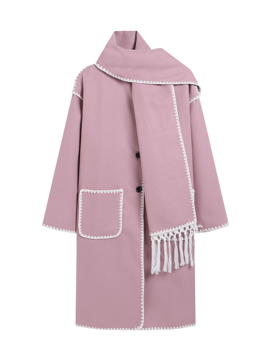 Damen eleganter Übergangsmantel mit Fransenverzierungen Drune