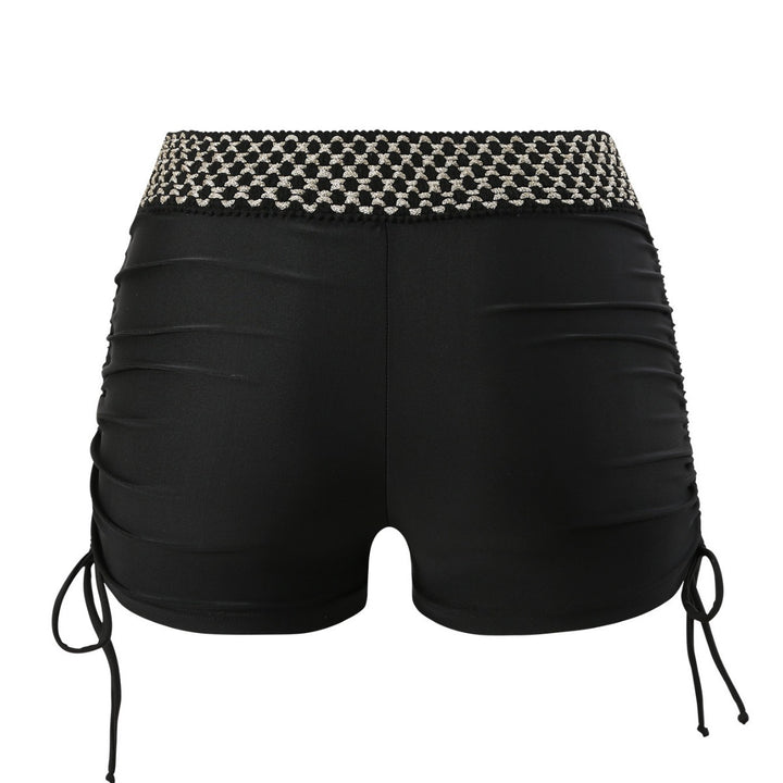 Damen hoch geschnittene Badeshorts mit dekorativem Taillenbund Drune