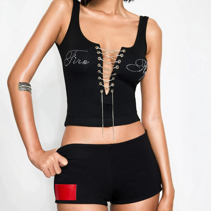 Damen Elegantes Knotentop mit perlenverzierten Details Drune