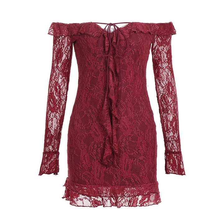 Damen Strandkleid mit zarten Spitzenakzenten und verführerischer Schnürung Drune