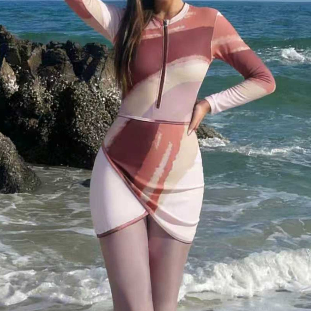 Damen Modischer Surfanzug mit Zip und elegantem Rock Drune