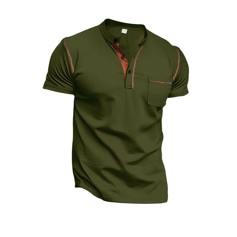Herren Kurzarm-Henley-Shirt mit modischen Akzenten Drune