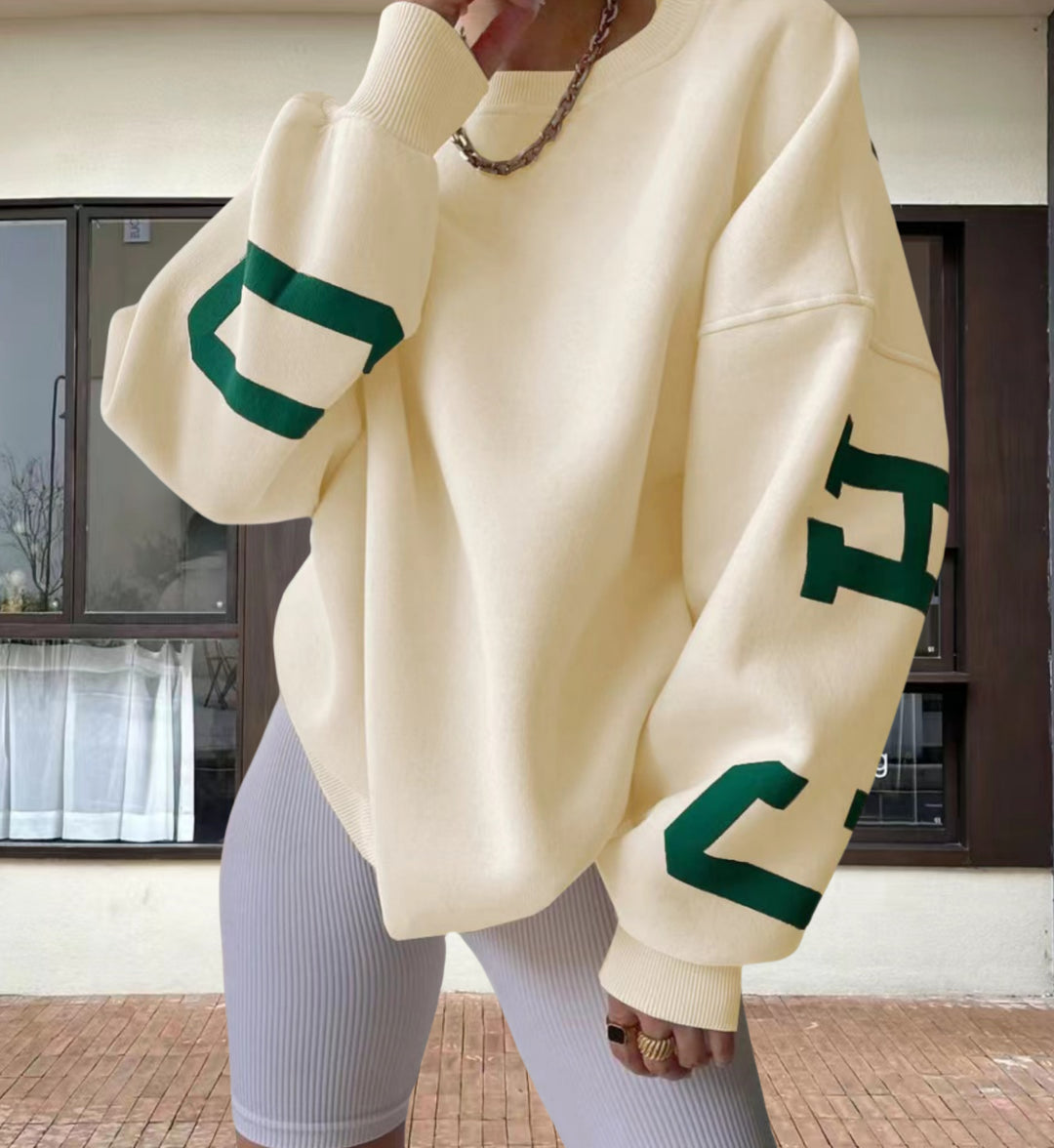Damen Oversized Sweatshirt mit grafischen Akzenten Drune