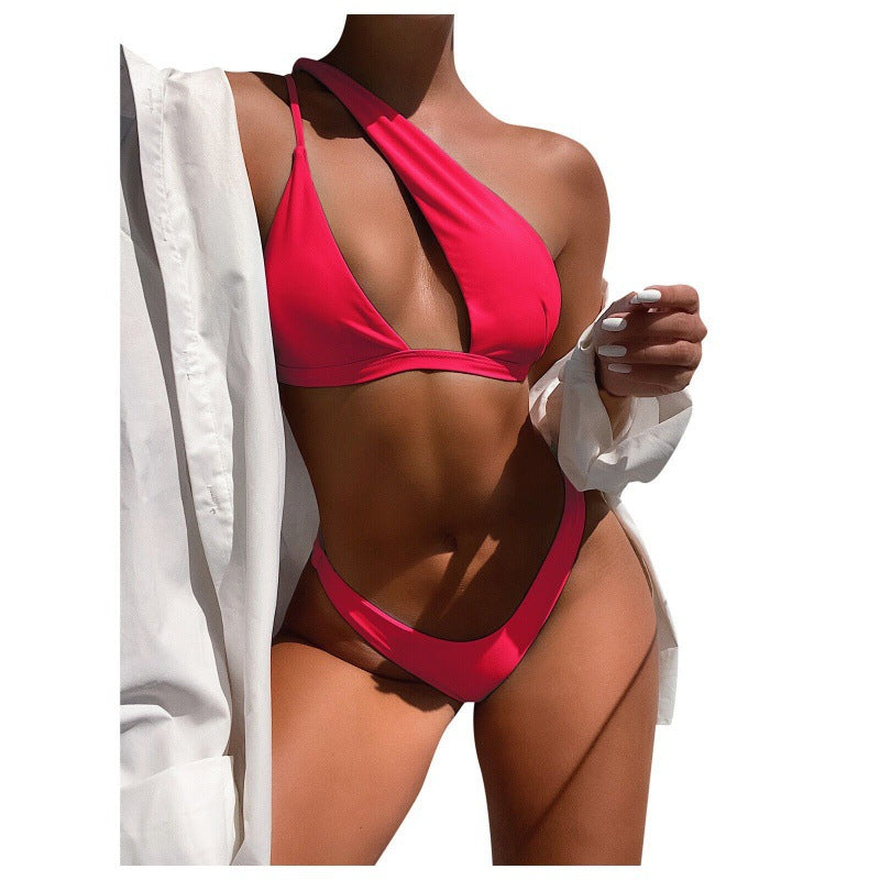 Damen Cut-Out Bikini mit asymmetrischem Oberteil und verstellbaren Trägern Drune