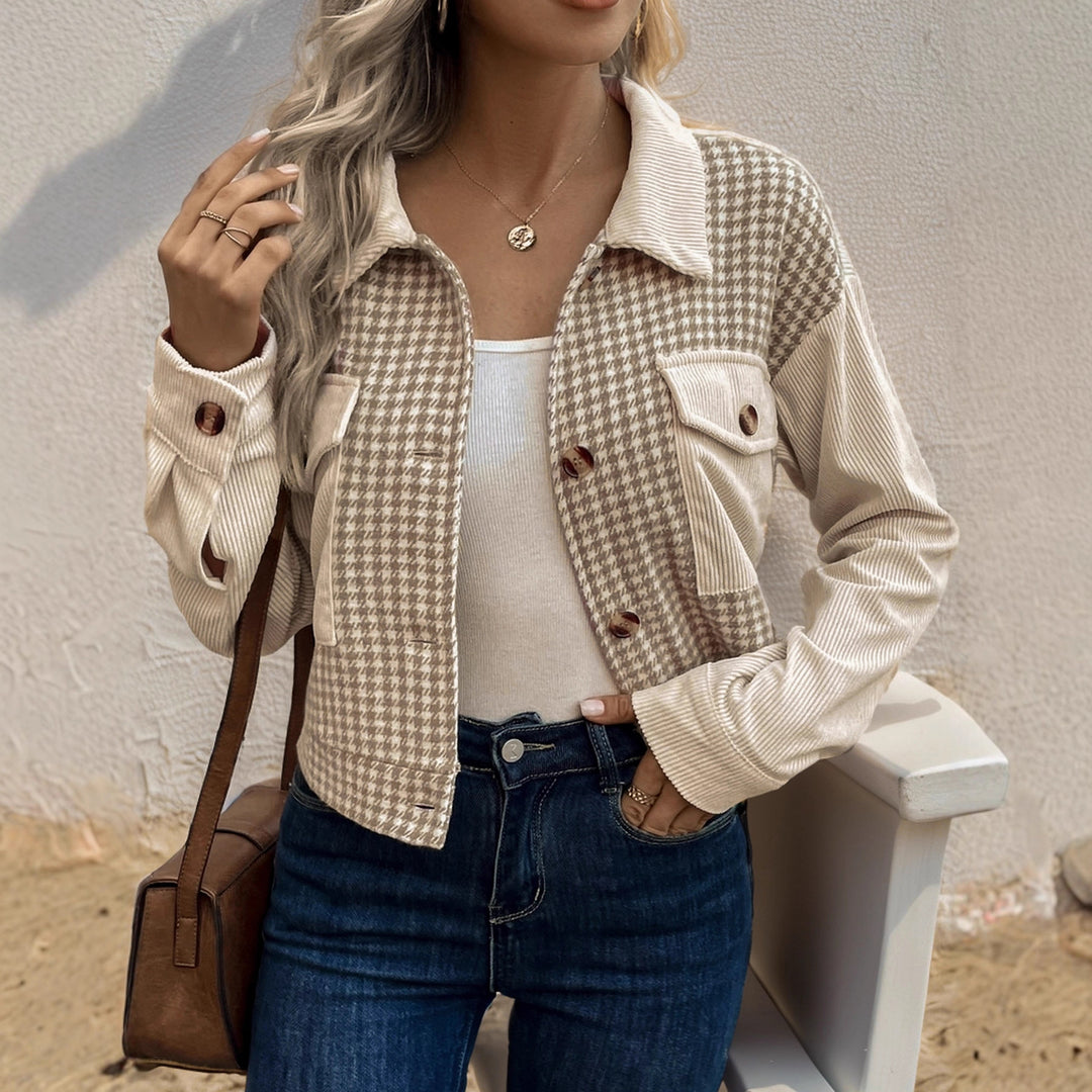 Damen modische Karojacke mit Taschen Drune