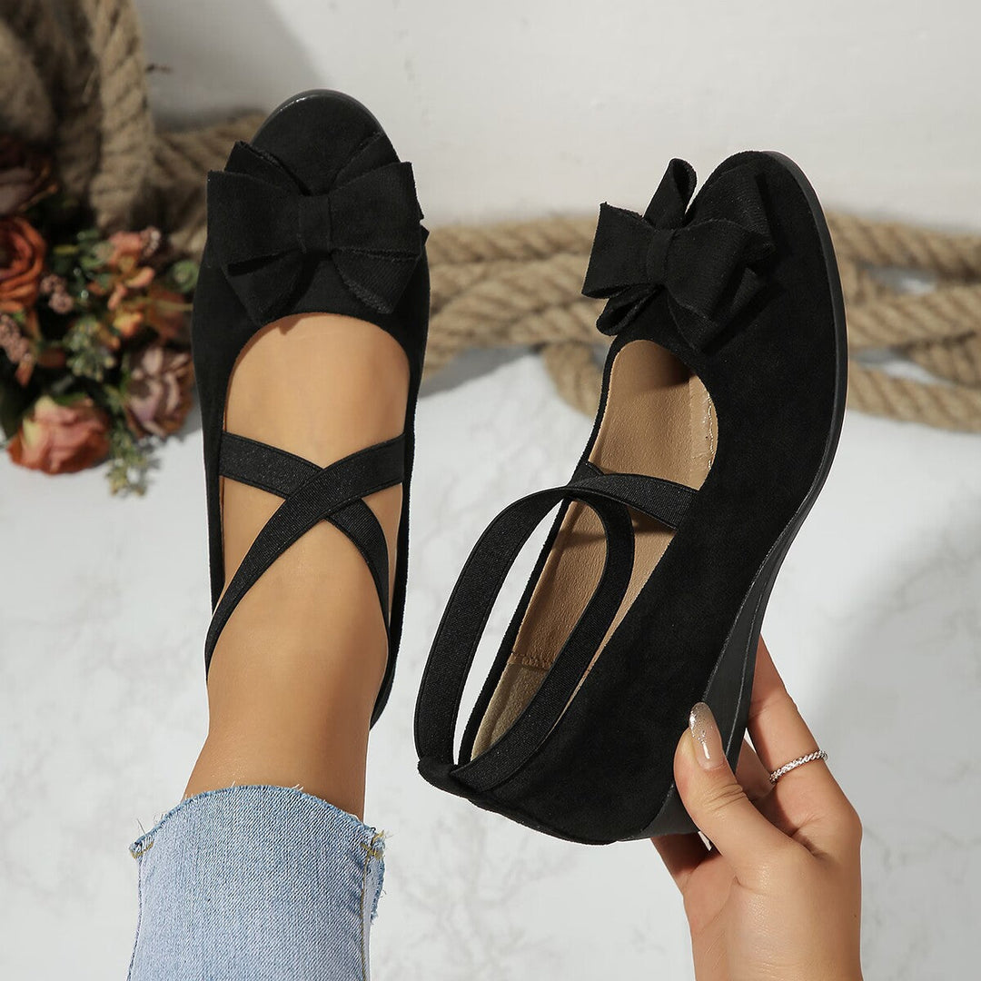 Damen Ballerina-Schuhe mit verstellbaren Riemen und elegantem Schleifendetail Drune