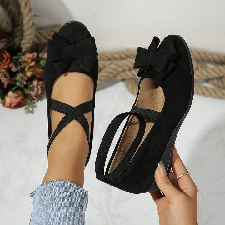 Damen Ballerina-Schuhe mit verstellbaren Riemen und elegantem Schleifendetail Drune