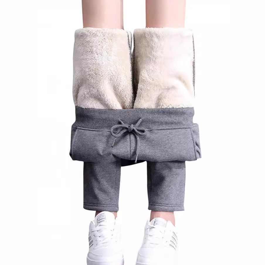 Damen nan gefütterte Thermo-Jogginghose mit Teddyfutter, elastischem Bund und Kordelzug Drune