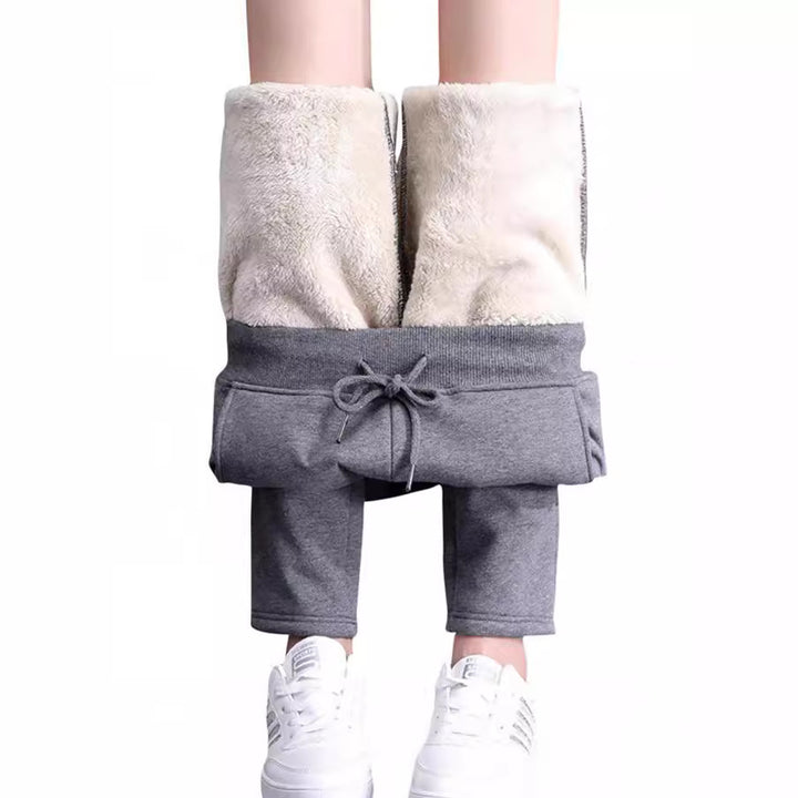 Damen nan gefütterte Thermo-Jogginghose mit Teddyfutter, elastischem Bund und Kordelzug Drune