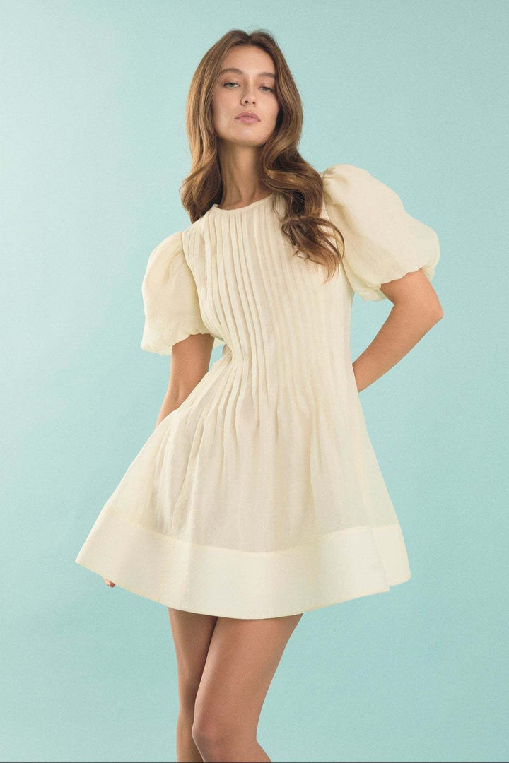 Damen Puffärmel Kleid Drune