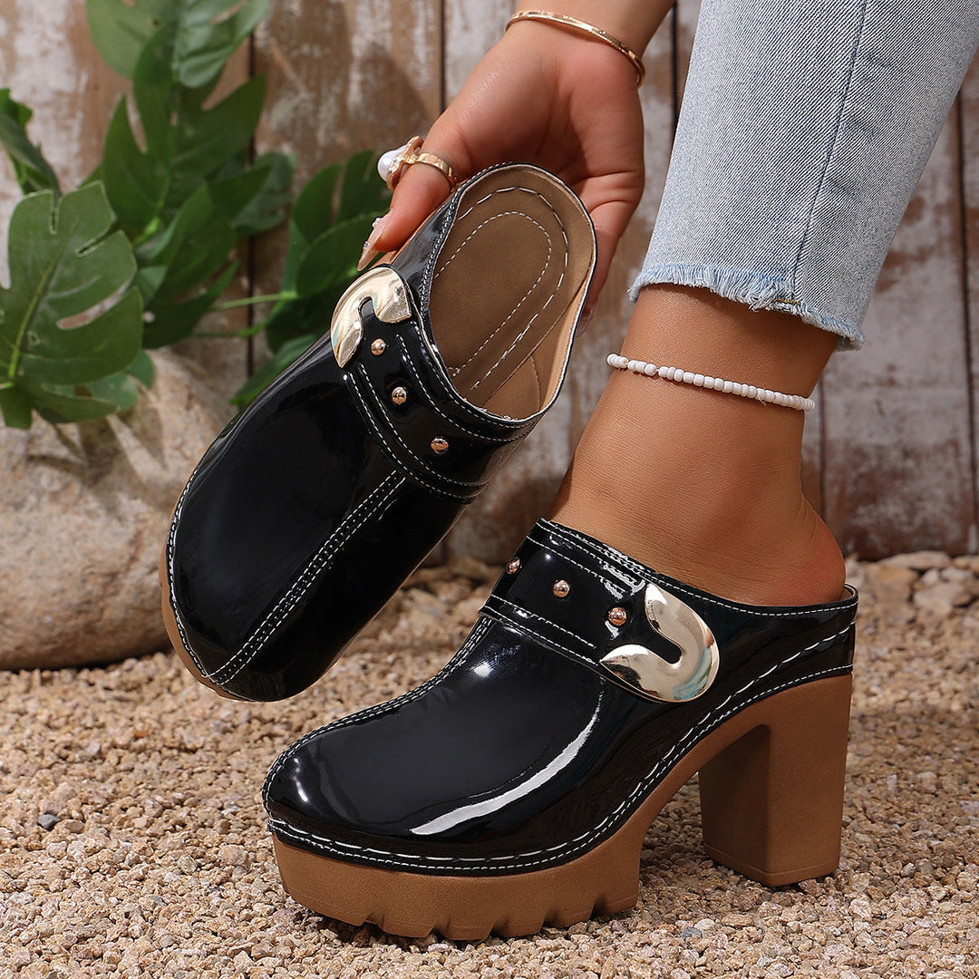 Damen Hochwertige Clogs mit Holzsohle Drune