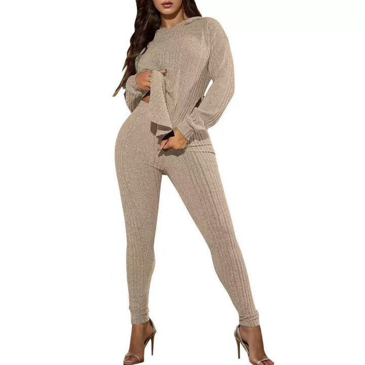 Damen Bequemes Lounge-Set mit Kapuze und schmalen Hosen Drune