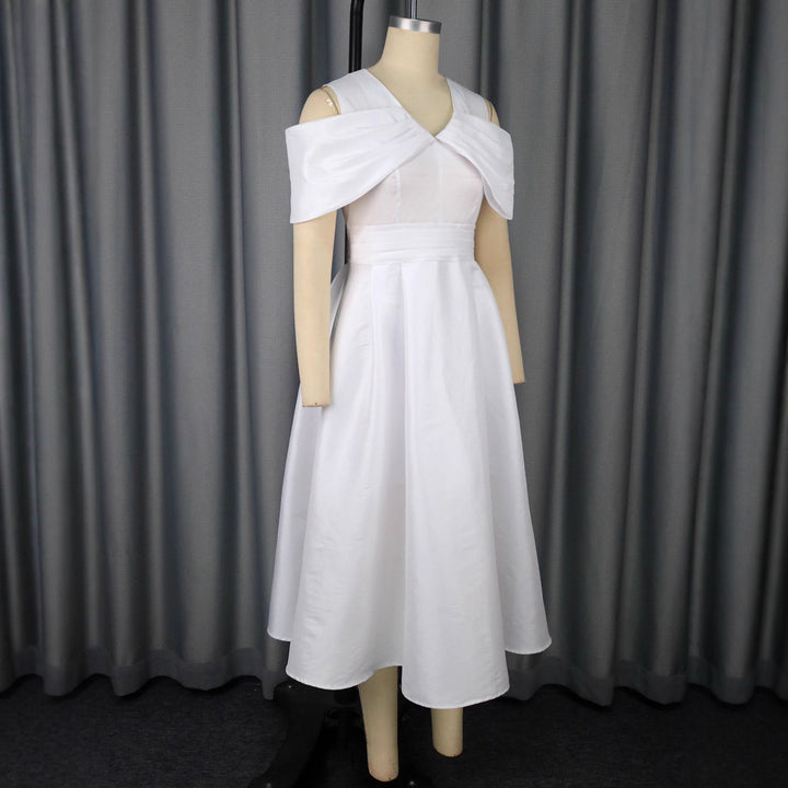 Damen Elegantes Midi-Kleid mit schickem Drapierungsakzent und voluminösem Oberteil Drune