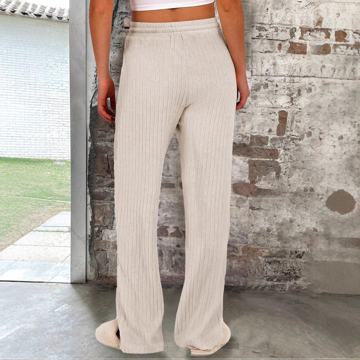 Damen Weit geschnittene Rippstrickhose mit elastischem Taillenbund Drune