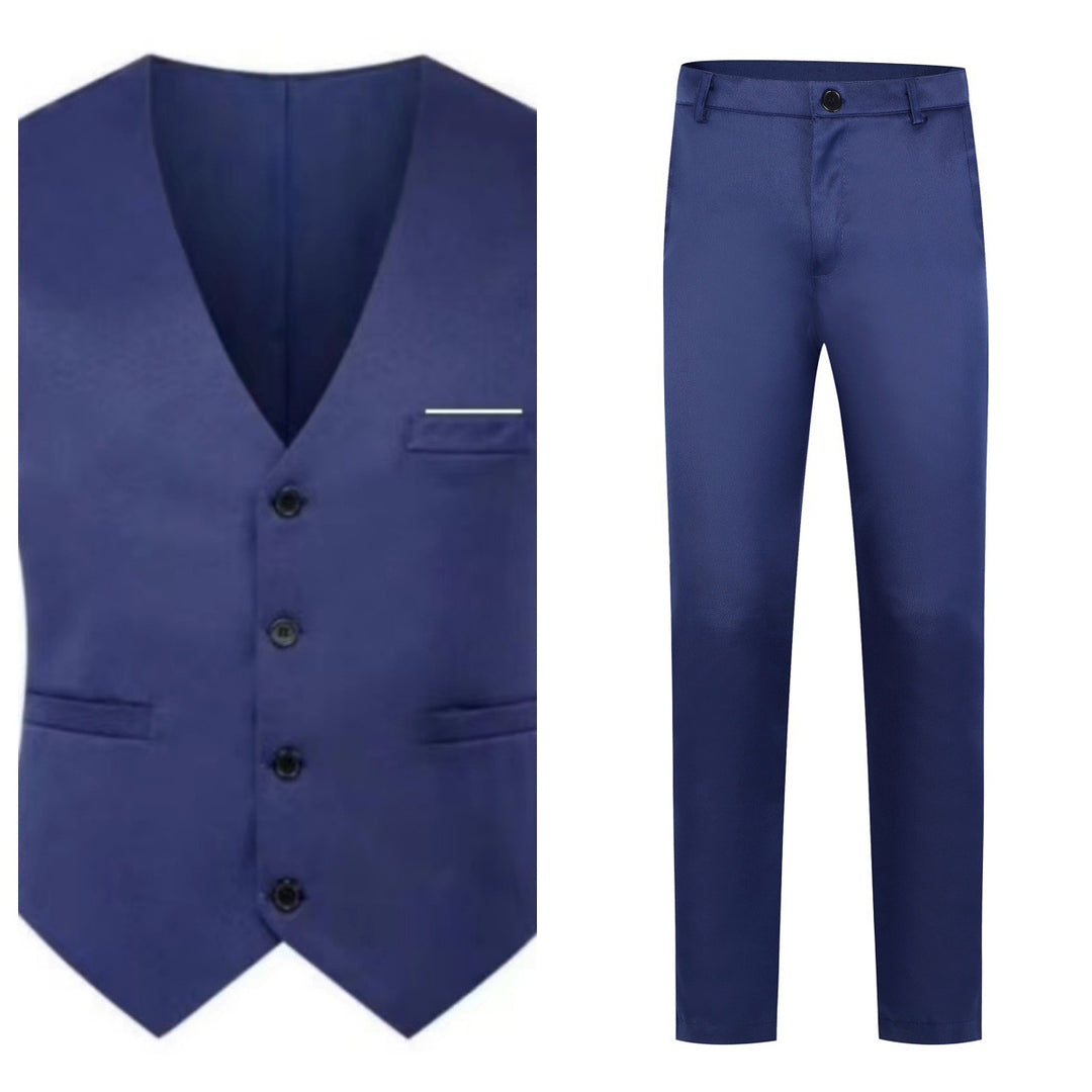 Herren nan elegante Satinweste mit V-Ausschnitt und schmal geschnittene Anzughose Drune