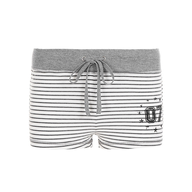Damen Freizeit Shorts mit raffiniertem Streifenmuster und elastischem Bund Drune