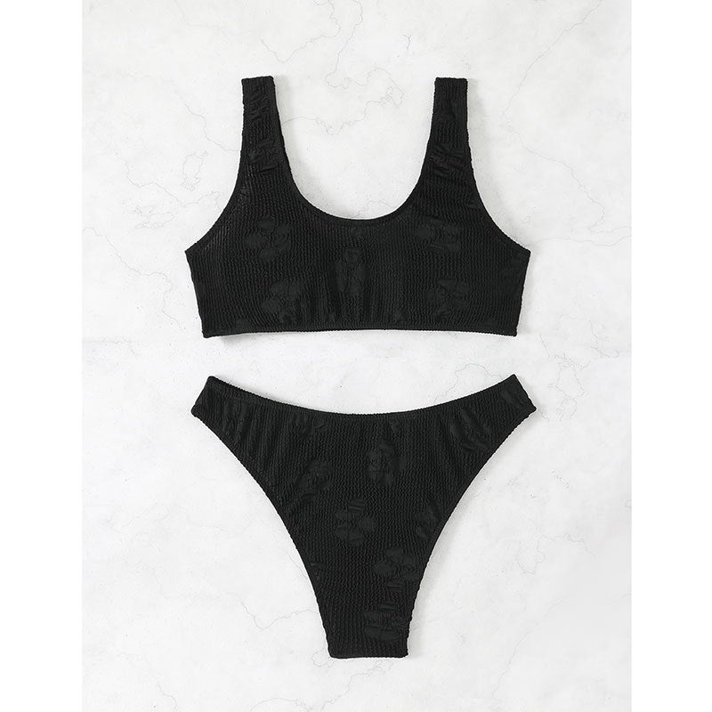 Damen Bikini-Set mit strukturierter Oberfläche und tiefem Halsausschnitt Drune