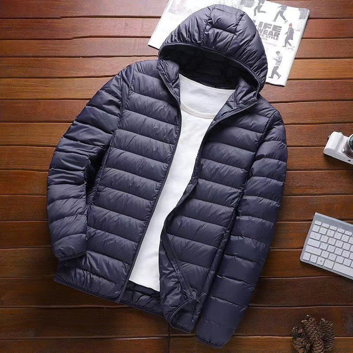 Herren nan ultraleichte Kapuzen-Steppjacke mit Packfunktion und winddichtem Shell Drune
