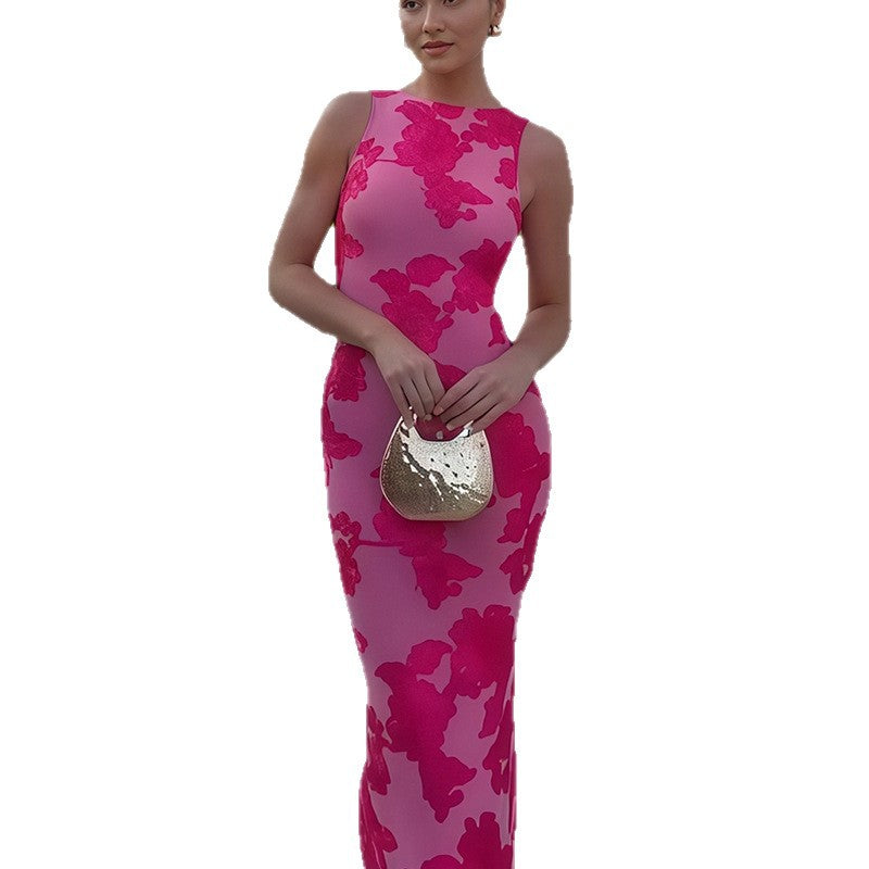 Damen Elegantes Maxikleid mit floralen Applikationen Drune