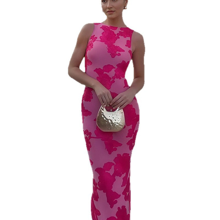 Damen Elegantes Maxikleid mit floralen Applikationen Drune