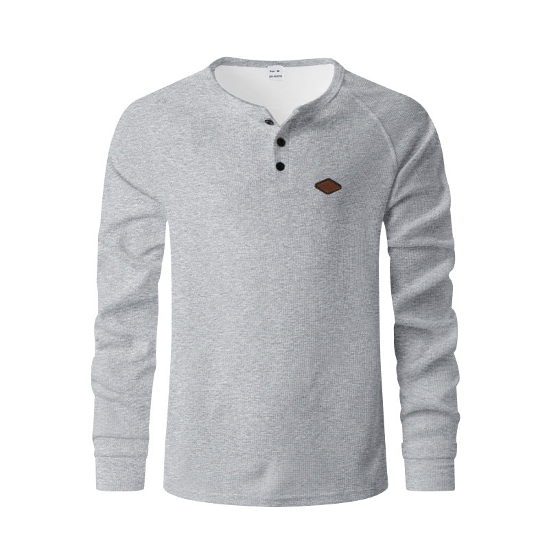 Herren nan Thermo Waffelshirt Henley mit Knopfleiste und Raglanärmeln Drune