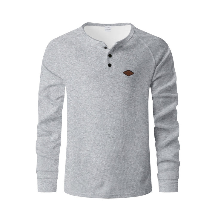Herren nan Thermo Waffelshirt Henley mit Knopfleiste und Raglanärmeln Drune