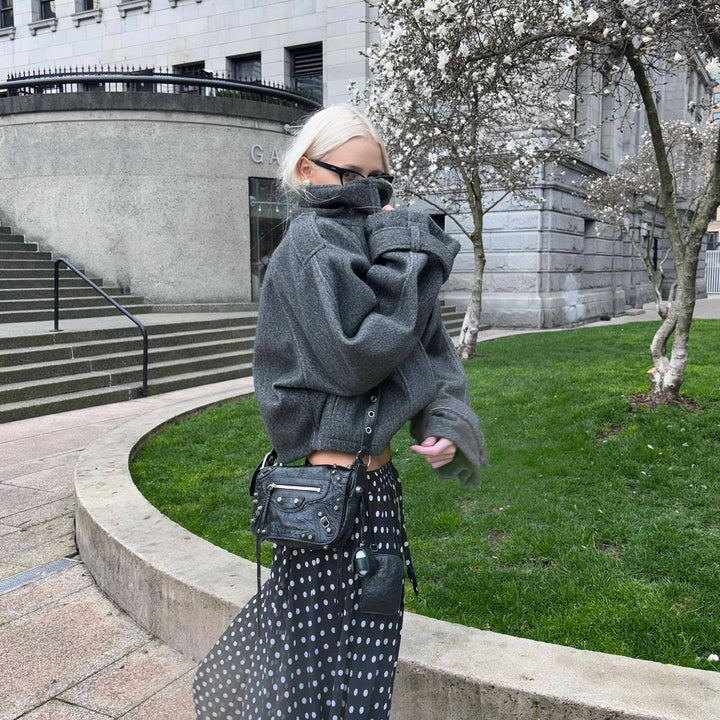 Damen Modische Oversized Wolljacke Drune