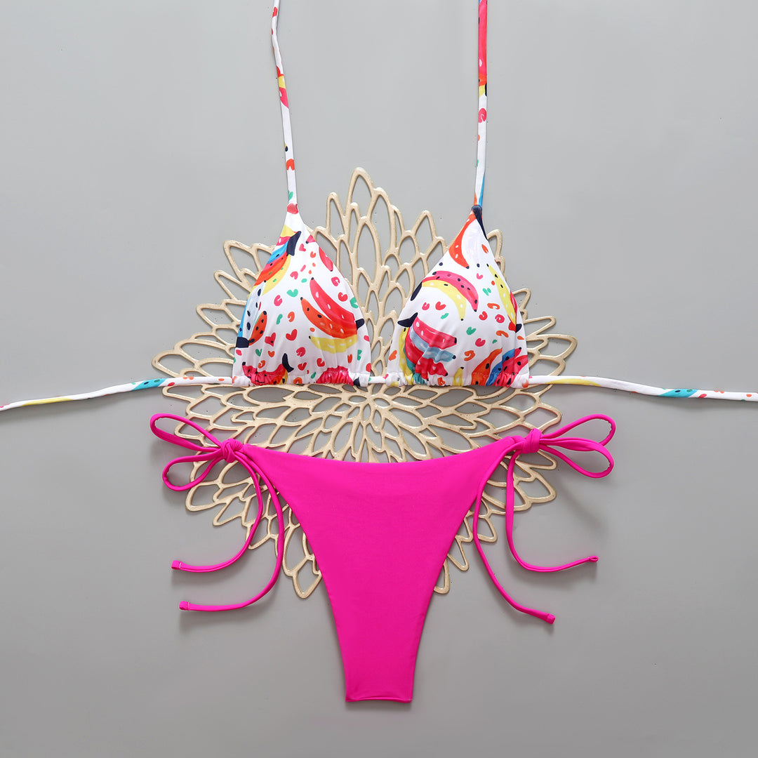 Damen Bikini-Set mit bunten Motiven und verstellbaren Seitenbändern Drune
