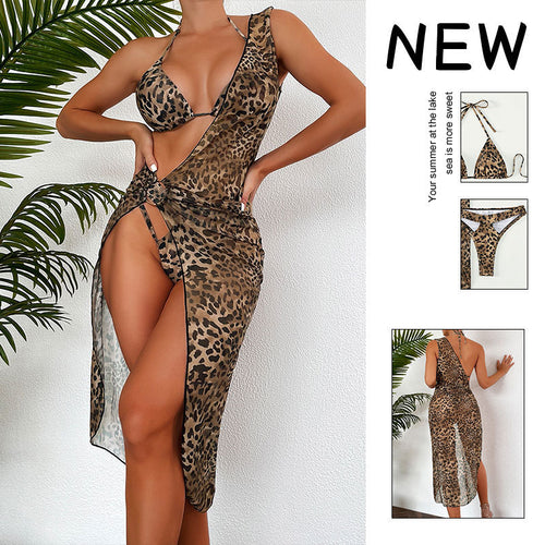 Damen Triangel-Bikini mit transparentem Strandüberwurf Drune