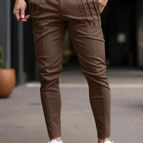 Herren nan schmale Bundfalten-Chino mit dekorativen Längsfalten und tapered Bein Drune