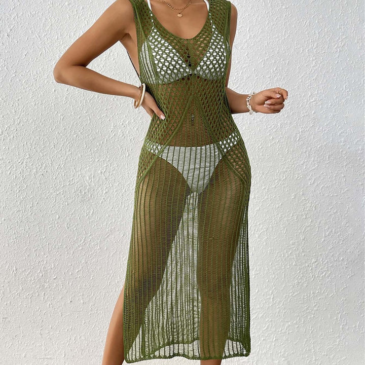 Damen eleganter Häkelsarong mit transparentem Design Drune