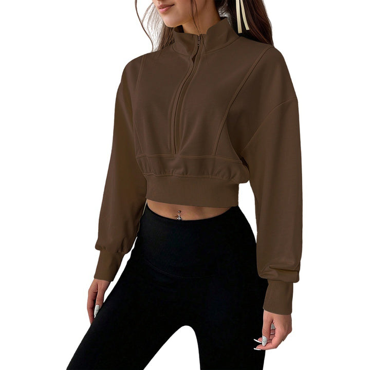 Damen cropped Sweatshirt mit hochschließendem Reißverschluss und aus softem Material Drune