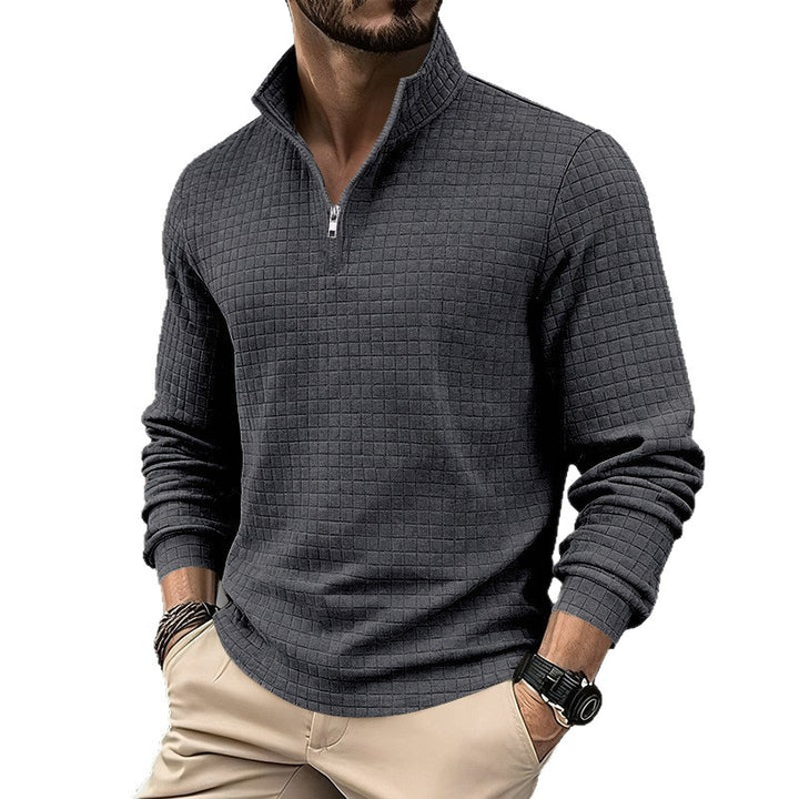 Herren sportlicher Pullover mit Halbreißverschluss und strukturierter Oberfläche Drune