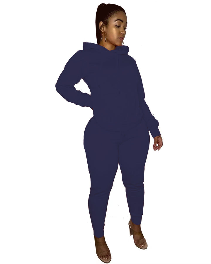 Damen nan tailliertes Hoodie- und Jogginghose-Set mit Kängurutasche, hohem Komfortbund und gerippten Knöchelbündchen Drune