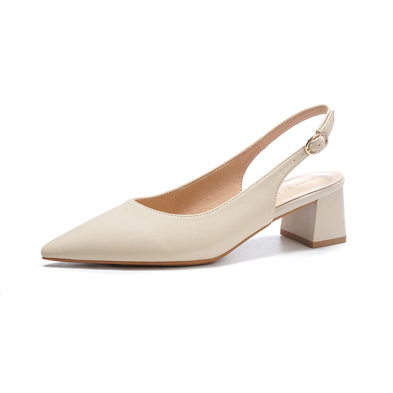 Damen Slingback Blockabsatz-Pumps mit elegantem Spitzenausschnitt-Design Drune