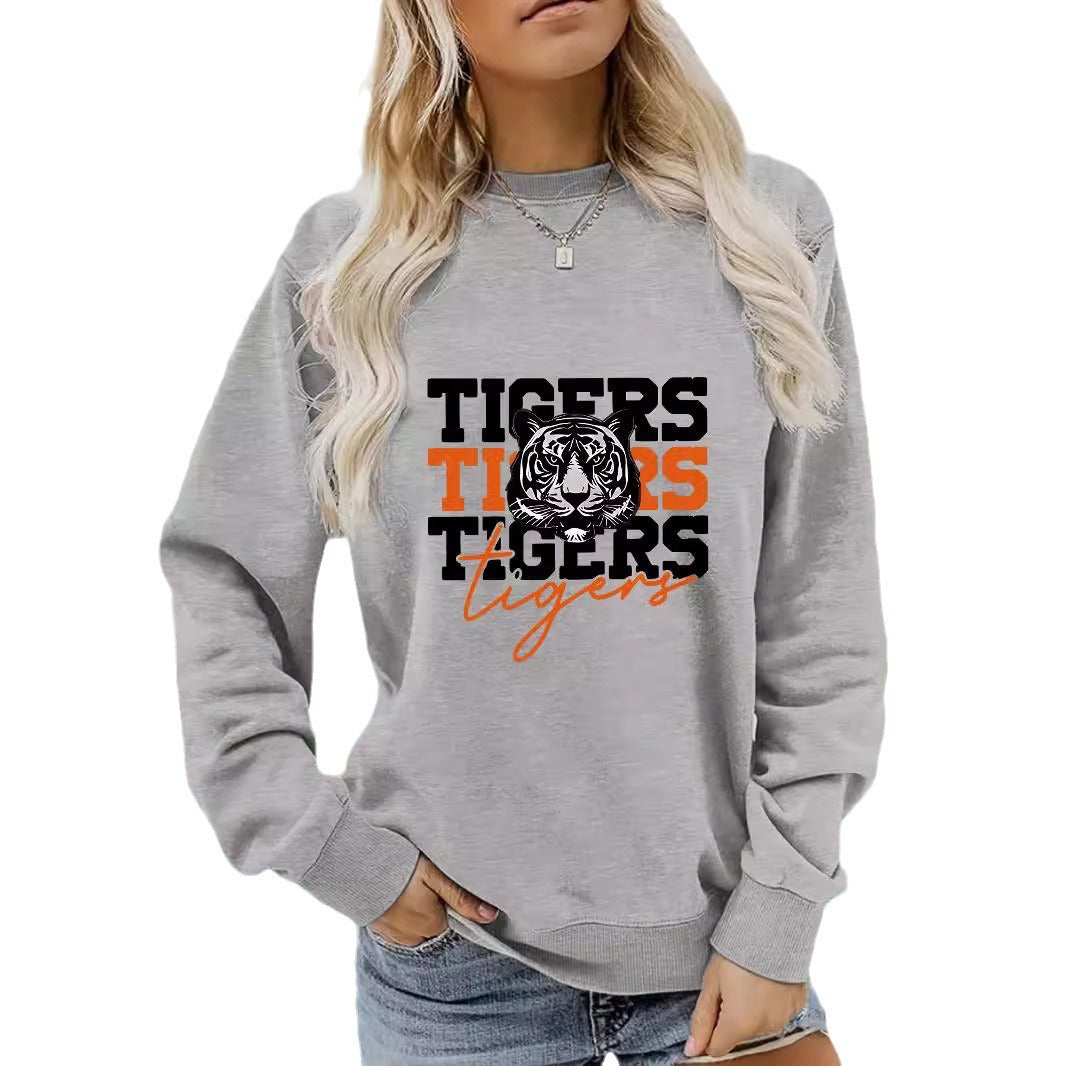 Damen Sweatshirt mit animalistischem Tiger-Design und lässigem Schnitt Drune