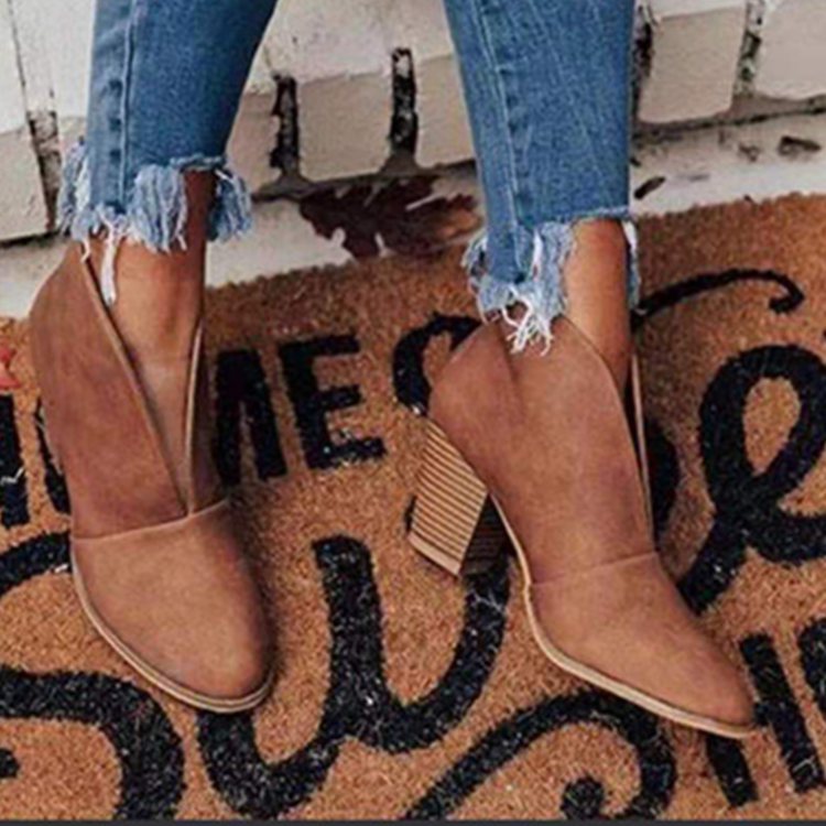 Damen High-Heel Stiefeletten mit elegantem Ausschnitt und modischem Blockabsatz Drune
