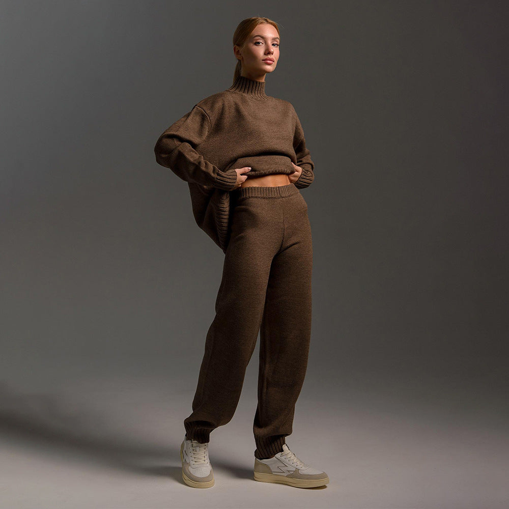 Damen Kuscheliger Strickanzug mit hohem Kragen und weitem Schnitt Drune