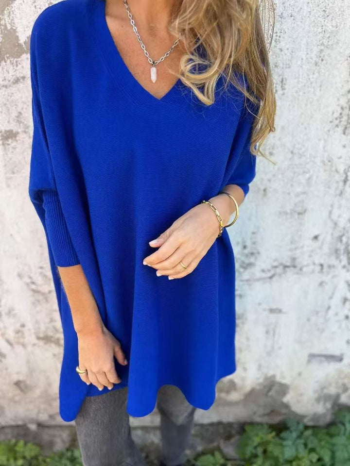 Damen Oversized V-Ausschnitt Pullover im luftigen Design Drune