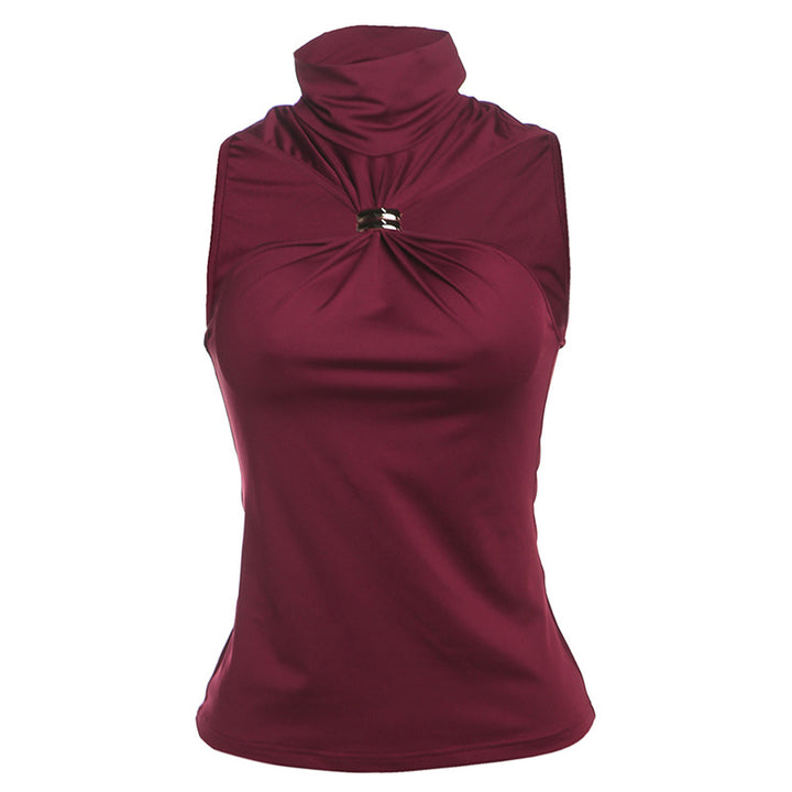 Damen elegantes Top mit hohem Kragen und schlichtem Design Drune
