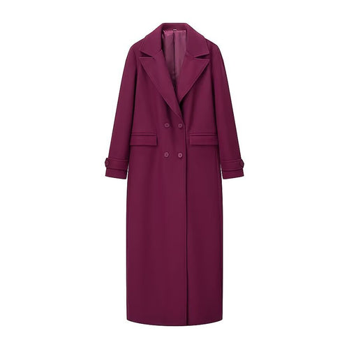 Damen eleganter und lässiger Langmantel mit doppelter Knopfreihe Drune