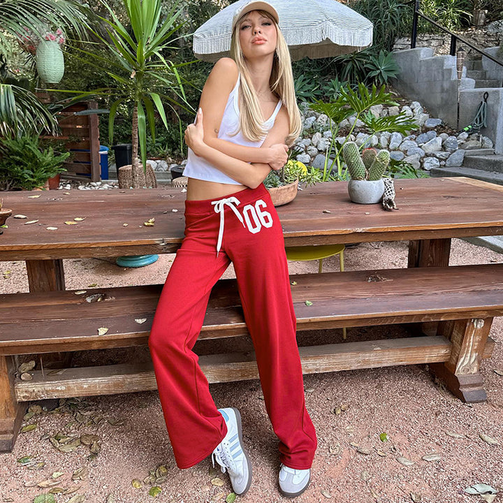 Damen lässige Sweatpants mit elastischem Bund und seitlichen Taschen Drune