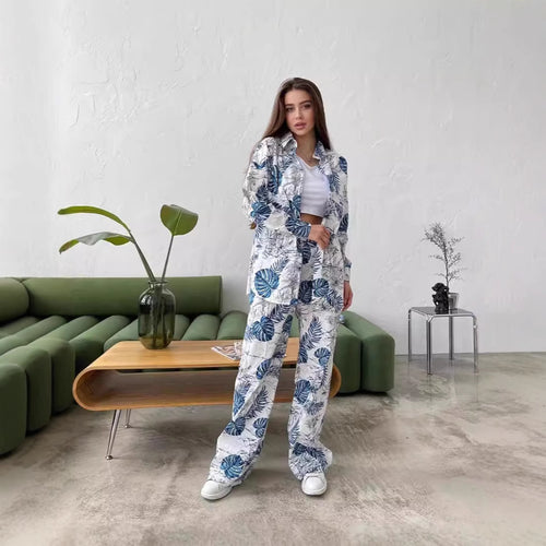 Damen lässiges Freizeit-Lounge-Set mit floralem Muster Drune
