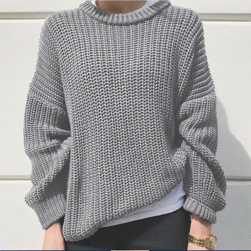 Damen lässiger Strickpullover mit modernem Rippmuster Drune