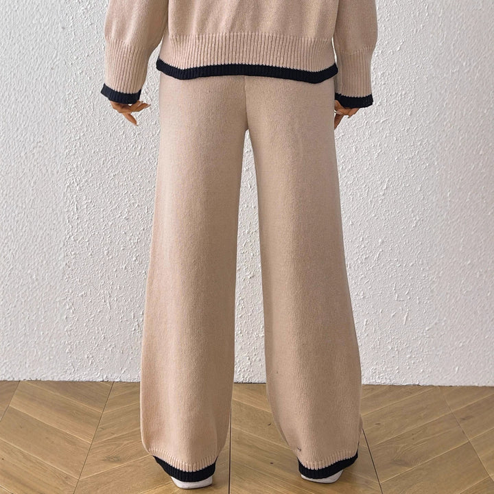Damen bequeme Strickhose mit floralem Applikationsdesign Drune